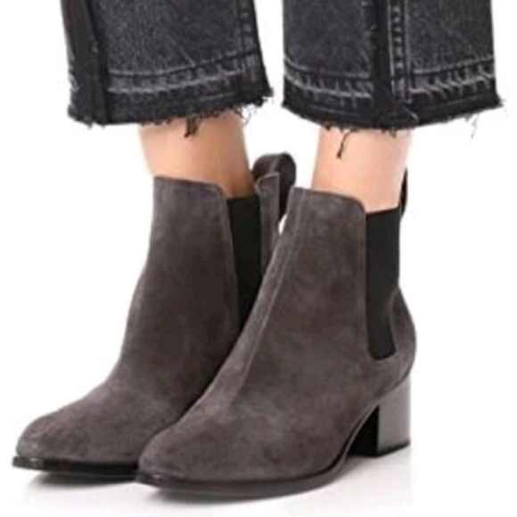 rag & bone Shoes - Rag & Bone Womens Brown Suede Pointed Toe Razor Chelsea Bootie In Asphalt Suede